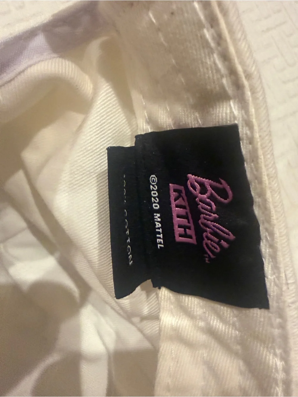 Kith BARBIE White Kids Cap with Pink Script Logo